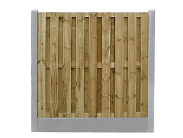 Betonpaal stampbeton 10 x 10 x 310 cm, grijs tussenpaal t.b.v. recht scherm met 2 betonplaten.