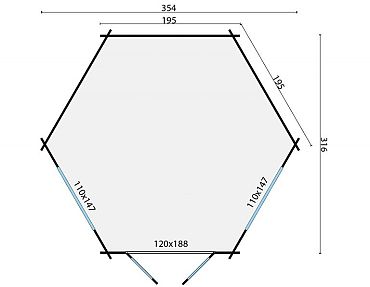 Blokhut - Tuinhuis Nora | 34 mm | vuren grijs geïmpregneerd