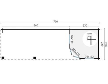 Blokhut - Tuinhuis Gretel | 44 mm | vuren grijs geïmpregneerd