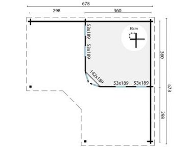 Blokhut - Tuinhuis Jutka | 44 mm | vuren grijs geïmpregneerd