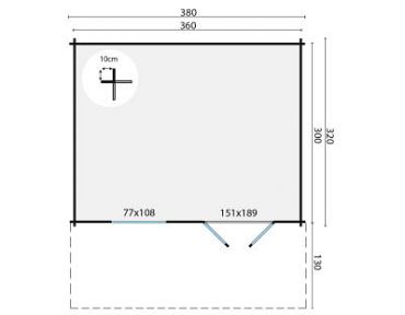 Blokhut - Tuinhuis Marbella | 34 mm | vuren grijs geïmpregneerd