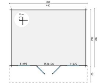 Blokhut - Tuinhuis Pavel | 44 mm | vuren grijs geïmpregneerd