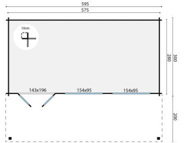 Blokhut - Tuinhuis Pinkus | 44 mm | vuren Red Class Wood geïmpregneerd