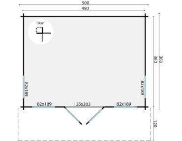 Blokhut - Tuinhuis Yorick | 44 mm | vuren grijs geïmpregneerd