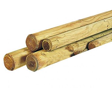 # Ronde paal, Ø10 x 300 cm, cilindrisch gefreesd haaks gekort 1 zijde gekroond.