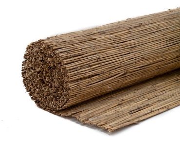 Rietrol 8mm dik - 140 x 600 cm - met ijzerdraad gevlochten per stengel gebonden