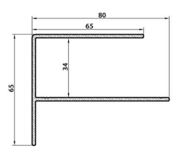 WEO35-60 Alu F-profiel Ebony Black L-300cm 65x80mm  - RAL9005