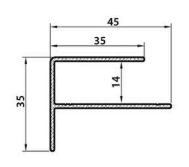 Alu WEO Essential Gardenwall F-profiel Dark Grey 35x45mm L-300 cm RAL7022