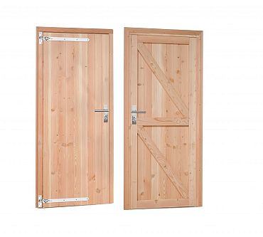 1022822 - Douglas enkele dichte deur linksdraaiend, 90 x 201 cm, incl. kozijn, onbehandeld.