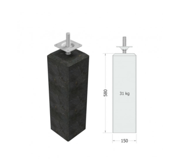 ## Betonpoer M 15 x 15 x 58 cm, Recht - Antraciet, M20 - Bovenzijde 12 x 12 cm
