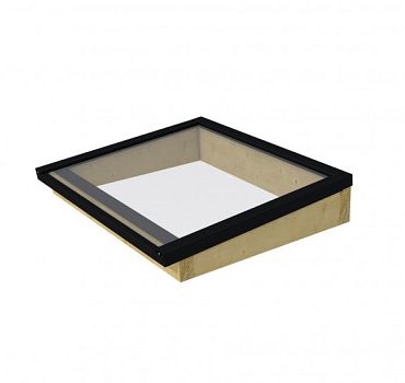 Lichtstraat maat 129,2 x 96,9 cm, zwart gecoat aluminium raamwerk, basis in vurenhout, groen geïmpre