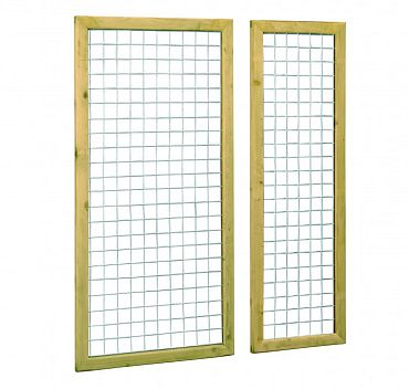 # Grenen betonijzertrellis, 60 x 180 cm, met maas 7,5 x 7,5 cm, in raamwerk 4,4 x 6,8 cm, groen geïm