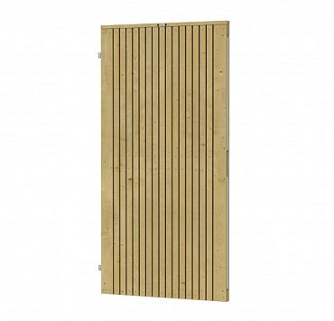 Vuren tuindeur Elan Excellent verticaal op verstelbaar stalen frame, 99 x 190 cm, groen geïmpregneerd.