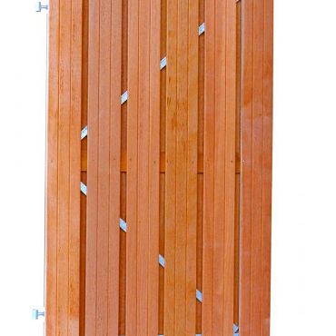 Hardhouten plankendeur op verstelbaar stalen frame