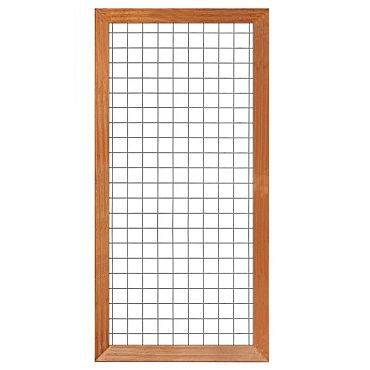 Hardhout betonijzertrellis 90 x 180 cm, met maas 7,5 x 7,5 cm, in raamwerk 4,4 x 6,8 cm