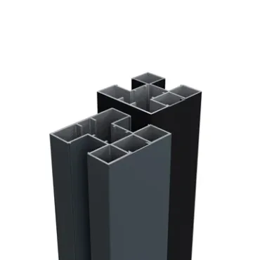 Boston aluminium H-Paal 60x70mm L-190cm RAL9005  incl. alu afwerkingsprofiel 4x24 mm L-190cm