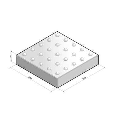 Betontegel 30x30x6 cm wit markeringstegel 25 noppen