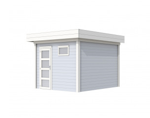 Vuren Topvision Tapuit, 300 x 300 cm, wanden lichtgrijs en basis wit.