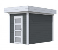 Vuren Topvision Kiekendief, 200 x 300 cm, wanden antraciet en basis lichtgrijs.