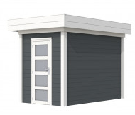 Vuren Topvision Kiekendief, 200 x 300 cm, wanden antraciet en basis wit.