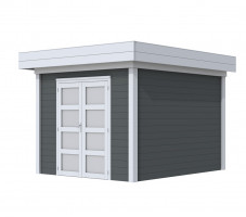 Vuren Topvision Bosuil, 300 x 300 cm, wanden antraciet en basis lichtgrijs.