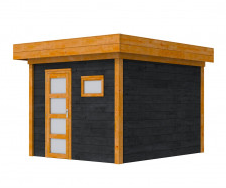 Douglas Topvision Raaf, 298 x 298 cm, wanden zwart geïmpregneerd en basis transparant gespoten.