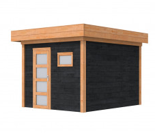 Douglas Topvision Raaf, 298 x 298 cm, wanden zwart geïmpregneerd en basis onbehandeld.