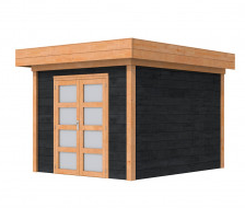 Douglas Topvision Roek, 298 x 298 cm, wanden zwart geïmpregneerd en basis onbehandeld.