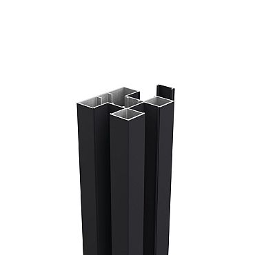 Boston aluminium H-paal 75x75mm L-190 cm RAL9005 incl. alu afwerkingsprofiel 4x24 mm L-190cm