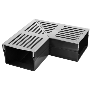 U-Drain goot 5hg x 10br | X hoekstuk zilver