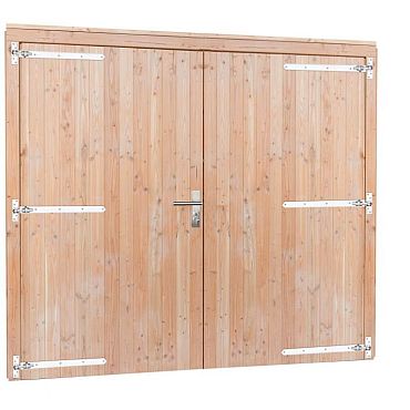 Douglas dubbele deur extra breed en hoog, 255 x 209 cm, incl. kozijn, onbehandeld.