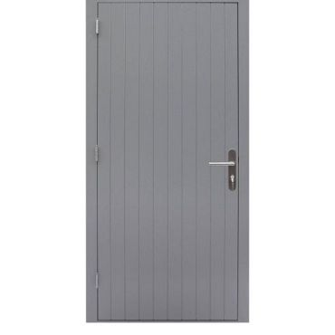 Hardhouten enkele dichte deur Prestige, linksdraaiend, 109 x 221 cm, grijs gegrond.