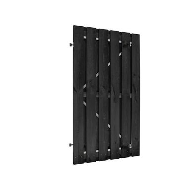 Naaldhout gesch plankendeur op verstelbaar zwart stalen frame B100 x H180 cm, recht, zwart gedom