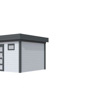 Vuren Topvision Tapuit, 300 x 300 cm, wanden antraciet en basis lichtgrijs.