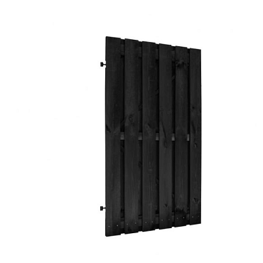Naaldhout gesch plankendeur op verstelbaar zwart stalen frame B100 x H195 cm, geïmpregneerd en zwart