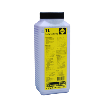 # SG601 sakrete snelgrondering SHG/1 ltr fles   oplosmiddelvrij sneldrogend grondeermiddel op anhydriet, zuigende en niet zuigende ondergronden. speciaal als hechtmiddel op gladde-, niet zuigende ondergronden.