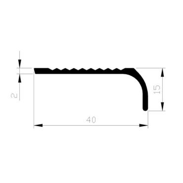 Trapkant vlak alum 40x15x2mm 5m alu