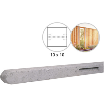 Betonpaal stampbeton 10 x 10 x 280 cm, grijs tussenpaal t.b.v. recht scherm.
