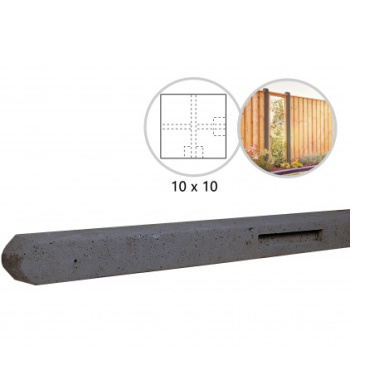 Betonpaal stampbeton 10 x 10 x 280 cm, antraciet hoekpaal t.b.v. recht scherm.