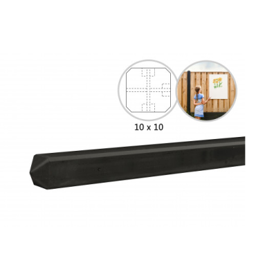 Betonpaal T-paal mdk t.b.v. betonplaten met rotsmotiefmotief 10 x 10 x 275cm gecoat