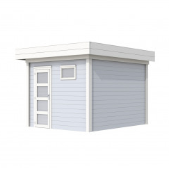 Vuren Topvision Tapuit, 300 x 300 cm, wanden lichtgrijs en basis wit.