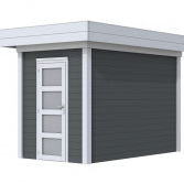 Vuren Topvision Kiekendief, 200 x 300 cm, wanden antraciet en basis lichtgrijs.