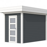 Vuren Topvision Kiekendief, 200 x 300 cm, wanden antraciet en basis wit.