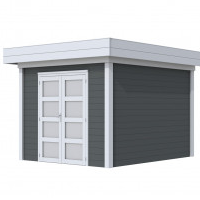 Vuren Topvision Bosuil, 300 x 300 cm, wanden antraciet en basis lichtgrijs.