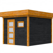 Douglas Topvision Raaf, 298 x 298 cm, wanden zwart geïmpregneerd en basis transparant gespoten.