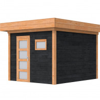 Douglas Topvision Raaf, 298 x 298 cm, wanden zwart geïmpregneerd en basis onbehandeld.