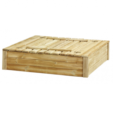 Zandbak Tom met deksel/zitbank 120 x 120 x 30 cm.