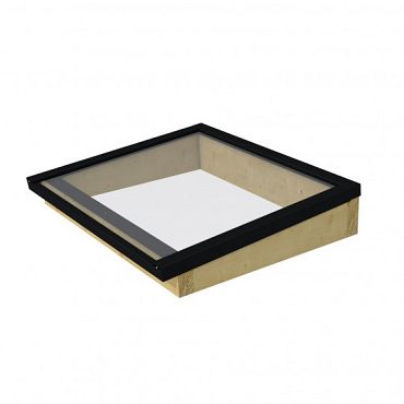 Lichtstraat maat 129,2 x 96,9 cm, zwart gecoat aluminium raamwerk, basis in vurenhout, groen geïmpre