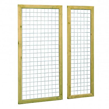 # Grenen betonijzertrellis, 60 x 180 cm, met maas 7,5 x 7,5 cm, in raamwerk 4,4 x 6,8 cm, groen geïm