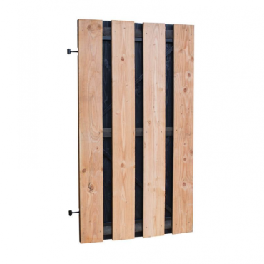 Douglas fijnbez plankendeur met zwarte binnenzijde, B100 x H180 cm, op zwart verstelbaar frame, z